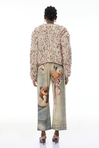 Jeans with Bear Print