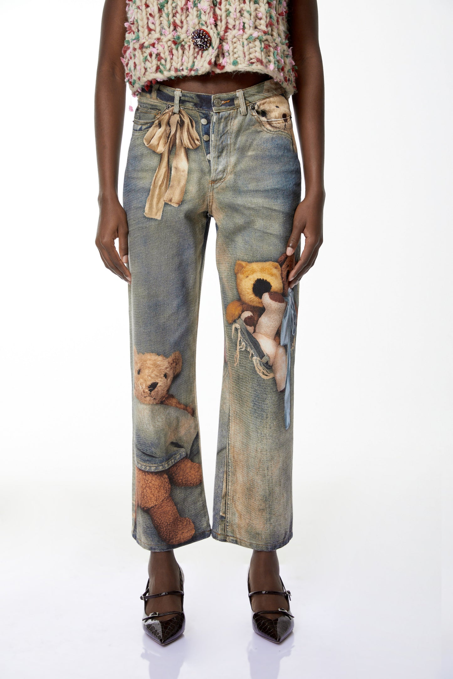 Jeans with Bear Print