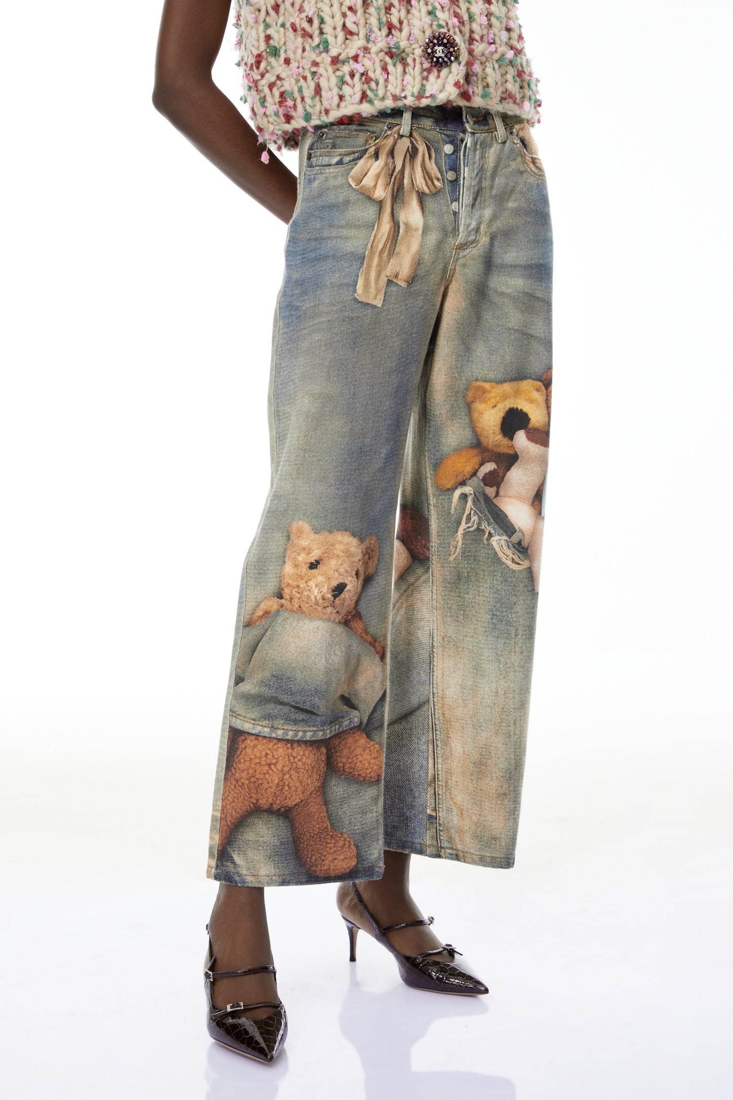 Jeans with Bear Print